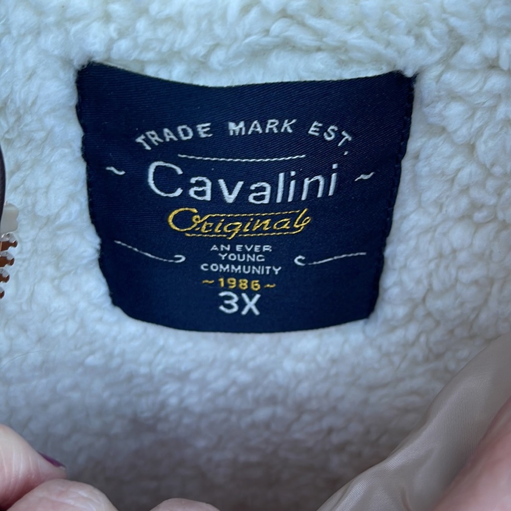 Cavalini 3X Quilted Coat Jacket Zip Up Nwt New Cream Tan Fleece Lined Plus Size - Picture 5 of 8